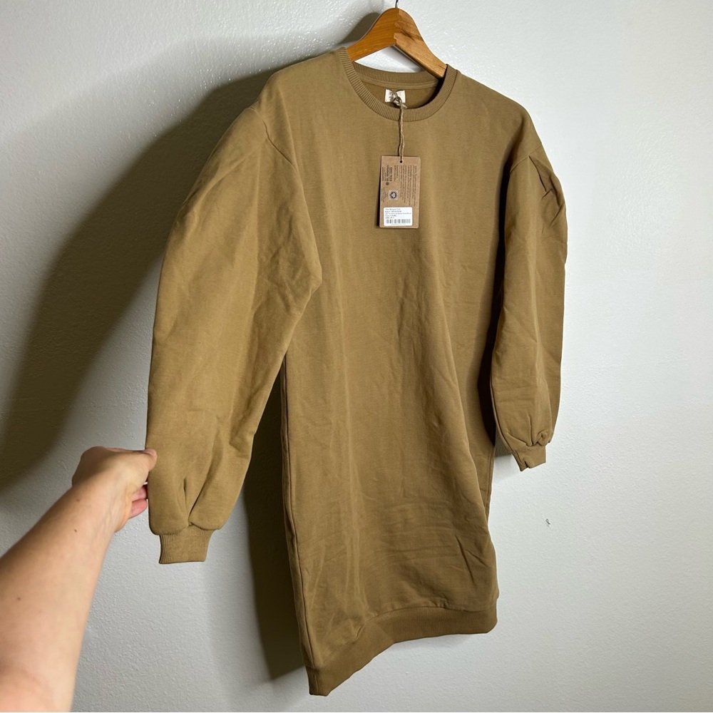 NWT The Simple Folk The Oversized Fleece Sweater Dress In Camel Size 0
